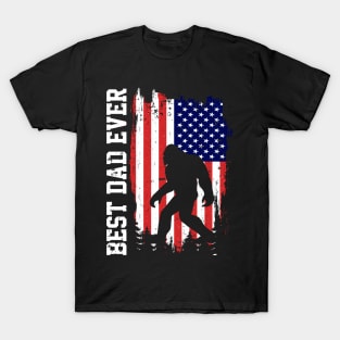 Best Dad Ever, Bigfoot American Flag T-Shirt